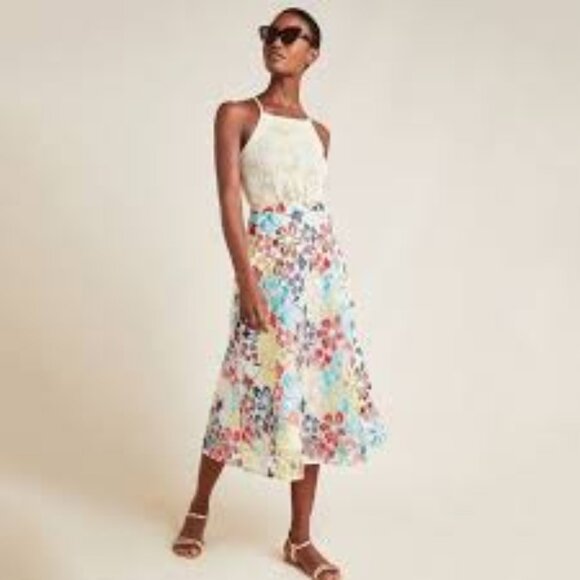Eva Franco by Anthropologie Floral Embroidered  Midi Skirt   1X/ 16-  18W - Picture 1 of 6